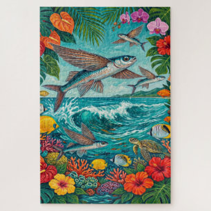 Flying fish malolo art jigsaw puzzle