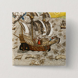 Flying Fish Meet in the Torrid Zone 15 Cm Square Badge
