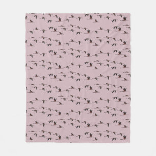 Flying Flaimingos Fleece Blanket (Dusty Pink)
