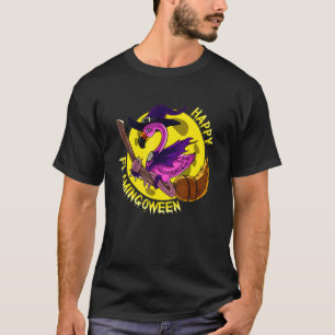 Flying Flamingo Witch Joke Humour Funny Halloween  T-Shirt