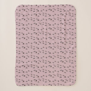 Flying Flamingos Sherpa Blanket (Dusty Pink)