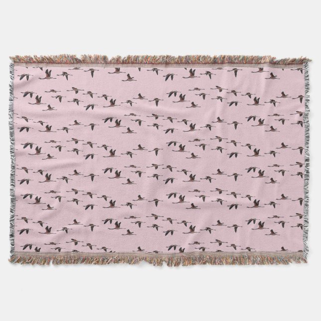 Flying Flamingos Throw Blanket (Dusty Pink) (Front)