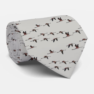 Flying Flamingos Tie Double Sided Prin(Light Grey)
