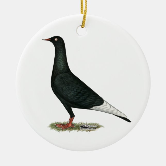 Flying Flight Black Pigeon Ceramic Tree Decoration (Front)