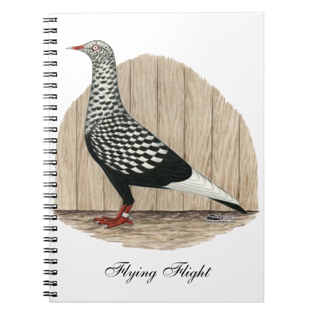 Flying Flight Black Teager Pigeon Notebook (Front)