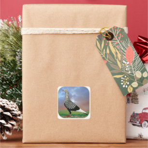 Flying Flight Pigeon and Clouds Square Sticker