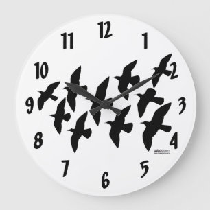 Flying Flight Pigeons Large Clock