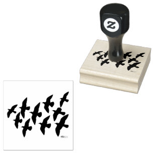 Flying Flight Pigeons Rubber Stamp