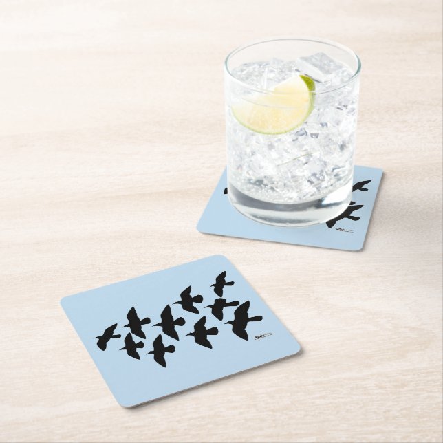 Flying Flight Pigeons Square Paper Coaster (Insitu)