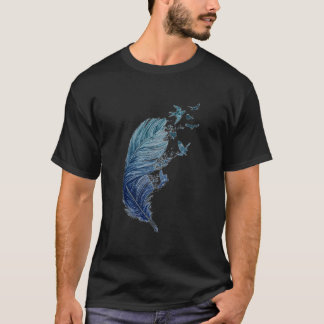 Flying Flock Of Birds Feather Ink Bird T-Shirt