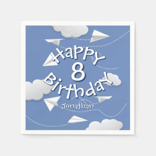 flying folded paper aeroplanes birthday napkin