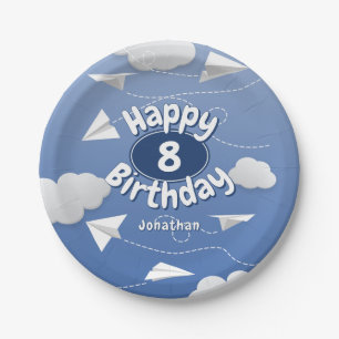 flying folded paper aeroplanes childrens birthday plate