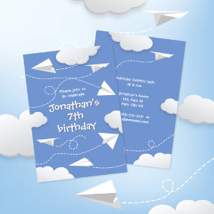 flying folded paper airplanes any childs birthday announcement