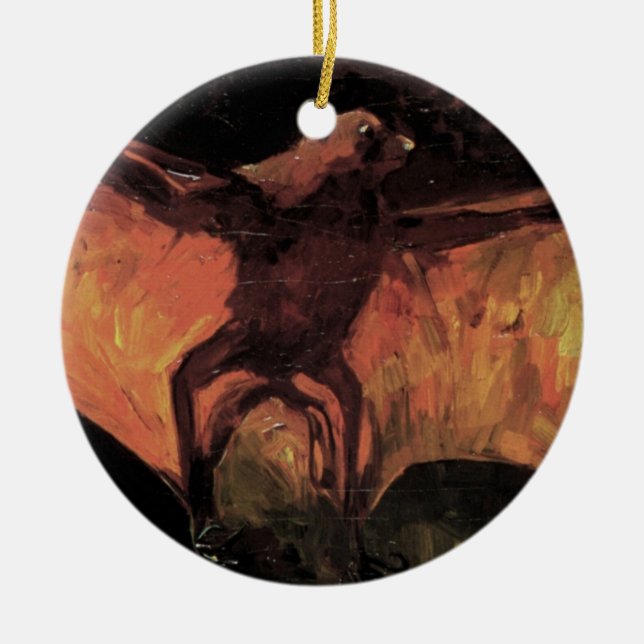 Flying Fox Bat by Vincent van Gogh Ceramic Ornament (Front)