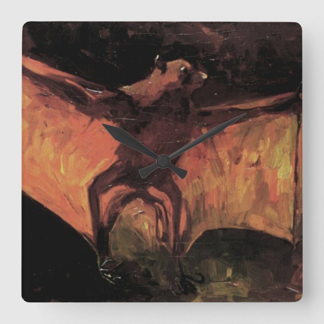 Flying Fox Bat by Vincent van Gogh Square Wall Clock (Front)