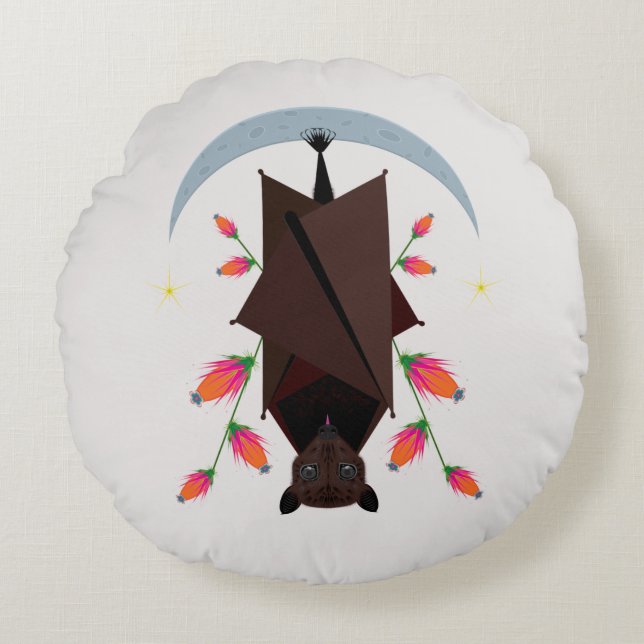 Flying Fox Round Throw Pillow (Front)