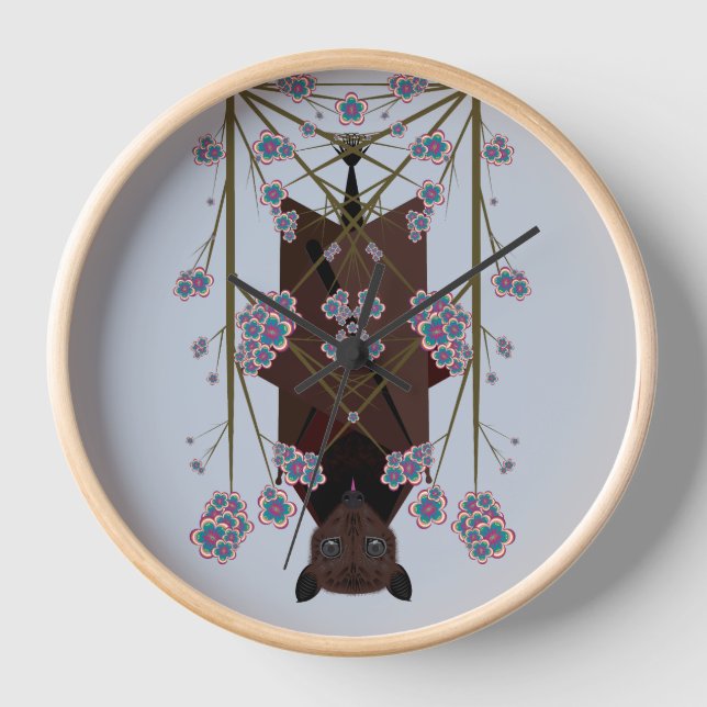 Flying Fox Sky Blue Wood Framed Clock (Front)
