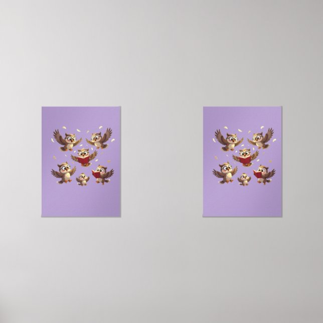 "Flying Funny Owls – Disney Cartoon Style" (Front)