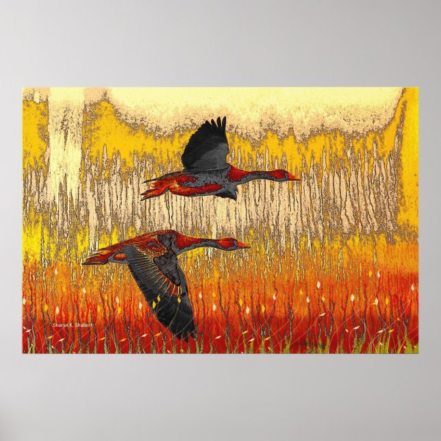 Flying Geese Folk Art Print (Front)