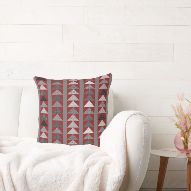 Flying Geese Patchwork Throw Pillow (Couch)