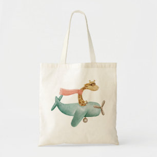 Flying Giraffe in Aeroplane   Baby Animal Travel Tote Bag