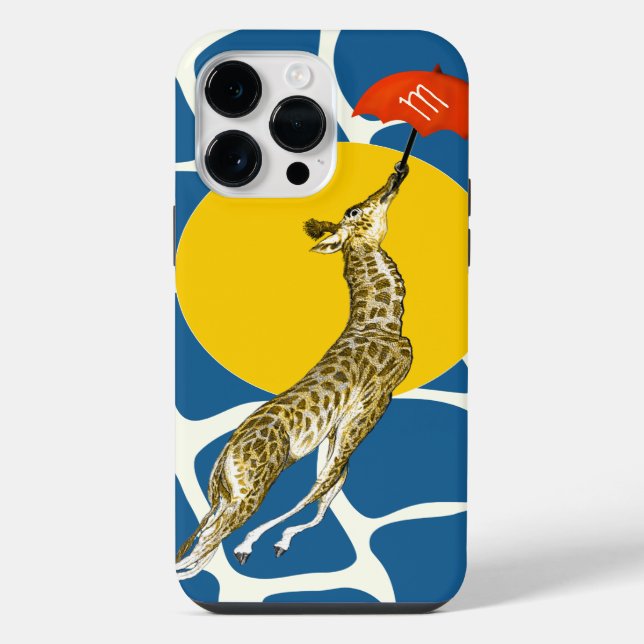 Flying Giraffe Red Umbrella Brown Giraffe Pattern iPhone Case (Back)
