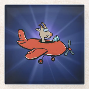 flying goat glass coaster