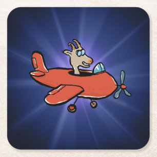 flying goat square paper coaster