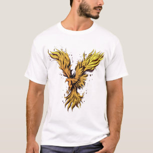 Flying Gold Phoenix Bird Graphic T-Shirt - classic