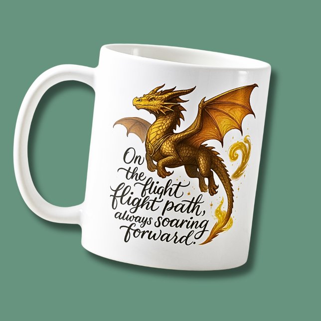 Flying Golden Dragon Always Soaring Forward Coffee Mug (Creator Uploaded)