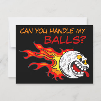 Flying Golf Ball in Flames with a Funny Quote Postcard