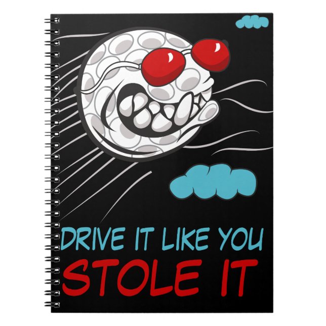 Flying Golf Ball with Sunglasses and Funny Quote Notebook (Front)