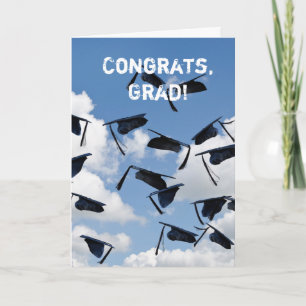 flying graduation caps card
