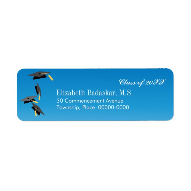 Flying Graduation Caps Return Address Label (Front)