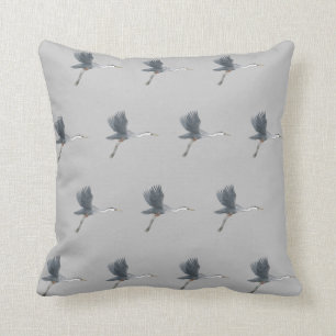 Flying Great Blue Heron Cushion