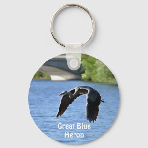 Flying Great Blue Heron Key-chains Key Ring