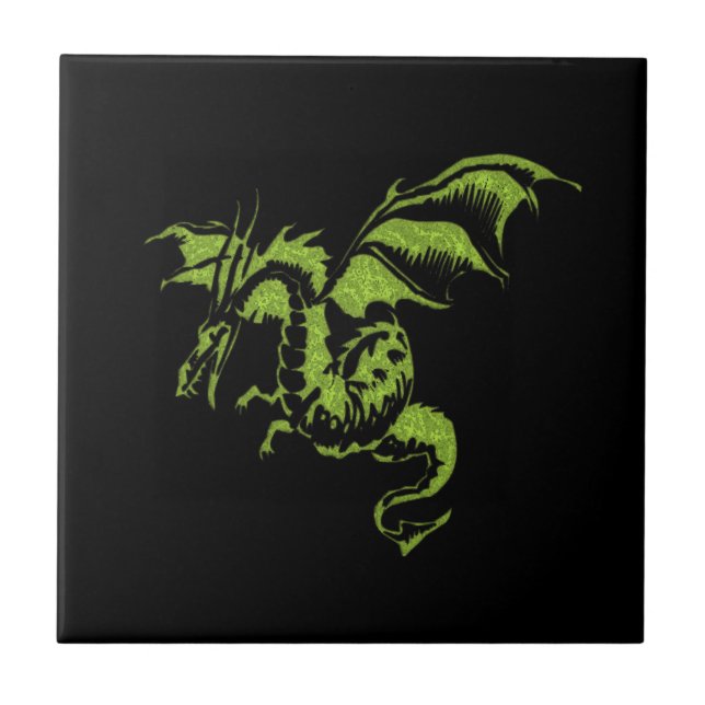 Flying Green Dragon Ceramic Tile (Front)