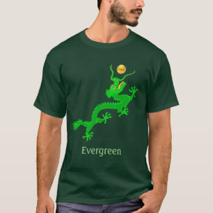 Flying green dragon with golden ball & calligraphy T-Shirt
