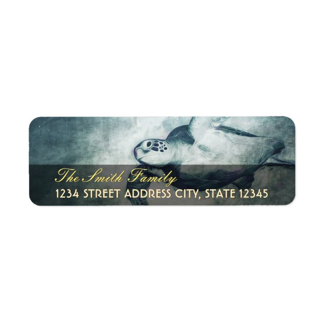 Flying Green Sea Turtle | Return Address Labels (Front)