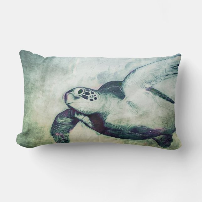 Flying Green Sea Turtle | Throw Pillow (Front)