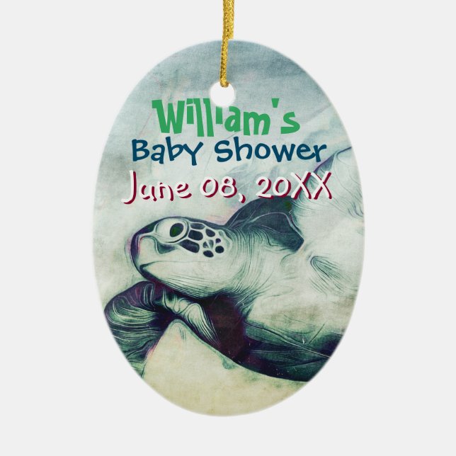 Flying Green Sea Turtles | Ornament (Front)