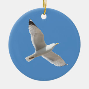 Flying gull ceramic ornament