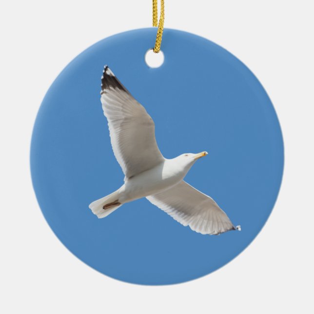Flying gull ceramic ornament (Front)