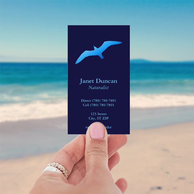 Flying Gull Profile Card (Modern Minimalist Bird Business Cards)