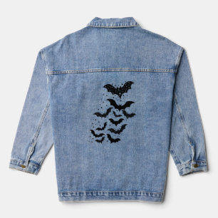 Flying Halloween Galaxy Bats and Stars Denim Jacket
