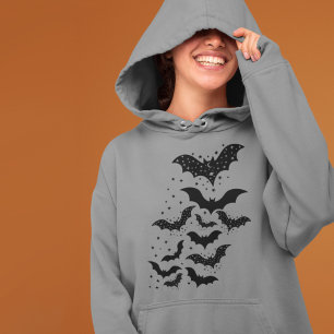 Flying Halloween Galaxy Bats and Stars Hoodie