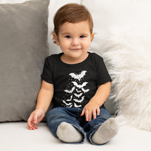 Flying Halloween Galaxy White Bats and Stars Toddler T-Shirt (Creator Uploaded)