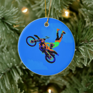 Flying Handstand - Freestyle Motocross Stunt Ceramic Ornament