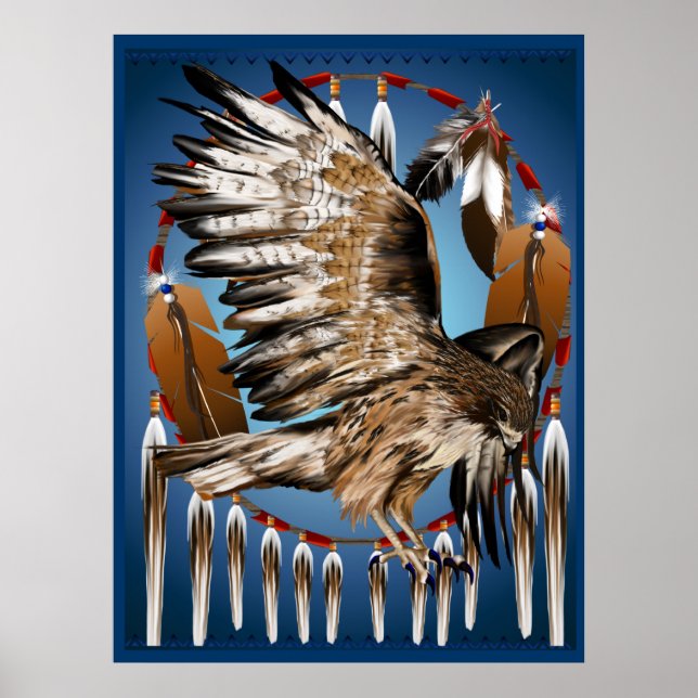 Flying Hawk Dreamcatcher Print (Front)