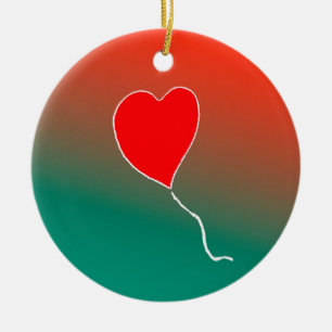 Flying heart ceramic ornament